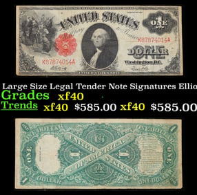 1917 $1 Large Size Legal Tender Note Grades xf Signatures Elliott/White