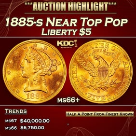 1885-s Gold Liberty Half Eagle Near Top Pop $5 ms66+ SEGS