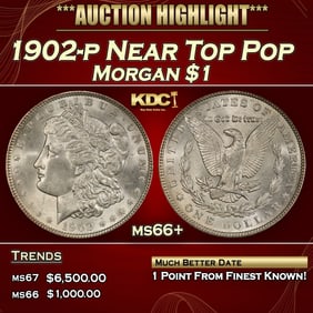 1902-p Morgan Dollar Near Top Pop $1 ms66+ SEGS
