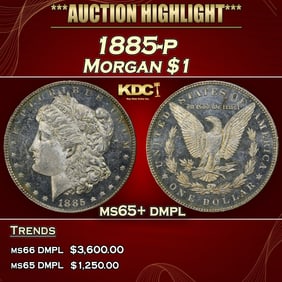 1885-p Morgan Dollar $1 ms65+ dmpl SEGS