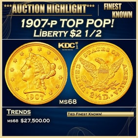 1907-p Gold Liberty Quarter Eagle TOP POP! $2 1/2 ms68 SEGS