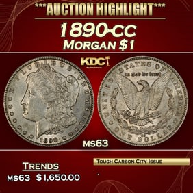 1890-cc Morgan Dollar $1 ms63 USCG