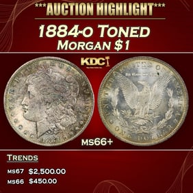 1884-o Morgan Dollar Toned $1 ms66+ SEGS