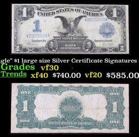 1899 $1 large size Silver Certificate "Black Eagle" Grades vf++ Signatures Speelman/White