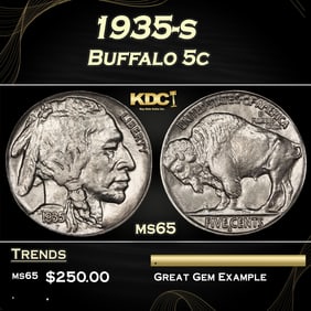 1935-s Buffalo Nickel 5c Grades ms65
