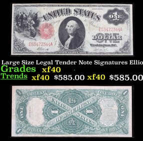 1917 $1 Large Size Legal Tender Note Grades xf Signatures Elliott/Burke