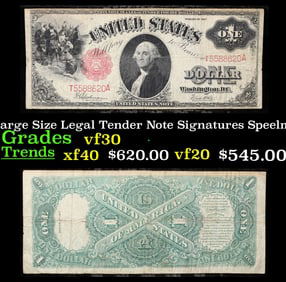 1917 $1 Large Size Legal Tender Note Grades vf++ Signatures Speelman/White