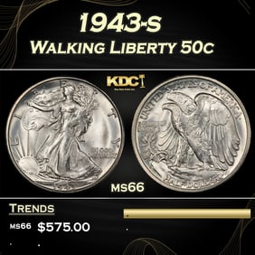 1943-s Walking Liberty Half Dollar 50c Grades ms66
