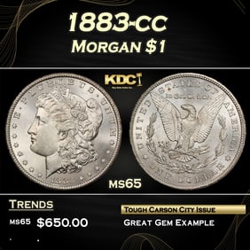1883-cc Morgan Dollar $1 Grades ms65
