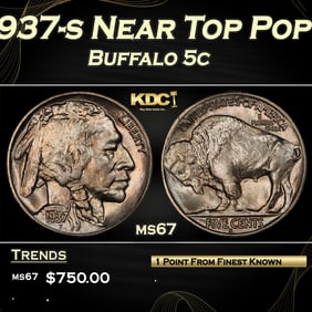1937-s Buffalo Nickel Near Top Pop 5c ms67 SEGS