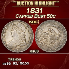 1831 Capped Bust Half Dollar 50c ms63 USCG