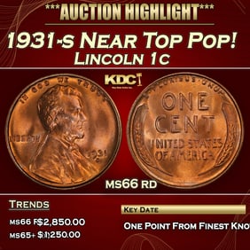 1931-s Lincoln Cent Near Top Pop! 1c ms66 rd SEGS