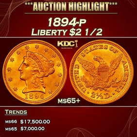 1894-p Gold Liberty Quarter Eagle $2 1/2 ms65+ SEGS