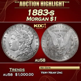 1883-s Morgan Dollar $1 au58 SEGS