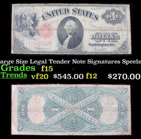 1917 $1 Large Size Legal Tender Note Grades f+ Signatures Speelman/White