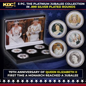 5 Coin Queen Elizabeth II - The Platnium Jubalee - Silver Plated Round Collection
