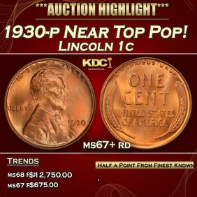 1930-p Lincoln Cent Near Top Pop! 1c ms67+ rd SEGS