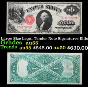 1917 $1 Large Size Legal Tender Note Grades Choice AU Signatures Elliott/Burke