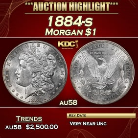 1884-s Morgan Dollar $1 au58 SEGS