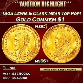 1905 Lewis & Clark Gold Commem Dollar Near Top Pop! 1 ms66+ SEGS