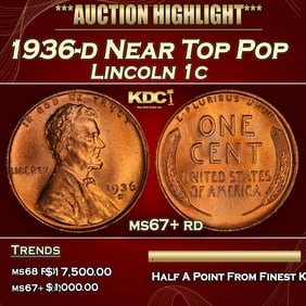 1936-d Lincoln Cent Near Top Pop 1c ms67+ rd SEGS