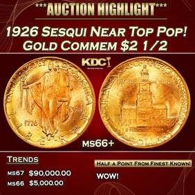 1926 Sesqui Gold Commem Near Top Pop! $2 1/2 ms66+ SEGS