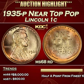 1935-p Lincoln Cent Near Top Pop 1c ms68 rd SEGS