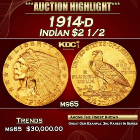 1914-d Gold Indian Quarter Eagle $2 1/2 ms65 SEGS