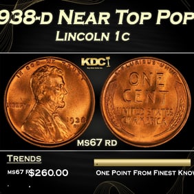 1938-d Lincoln Cent Near Top Pop 1c ms67 rd SEGS