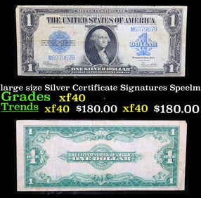 1923 $1 large size Silver Certificate Grades xf Signatures Speelman/White