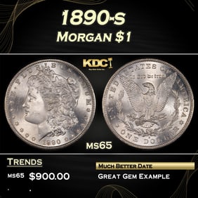 1890-s Morgan Dollar $1 Grades ms65