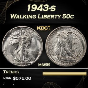 1943-s Walking Liberty Half Dollar 50c Grades ms66