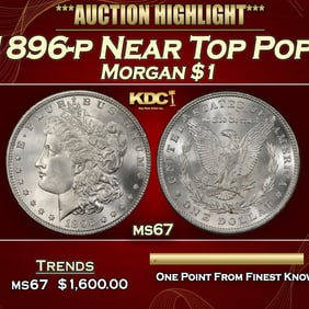 1896-p Morgan Dollar Near Top Pop! $1 ms67 SEGS
