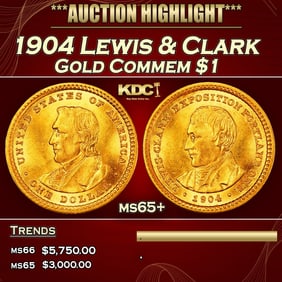 1904 Lewis & Clark Gold Commem Dollar 1 ms65+ SEGS