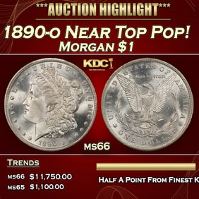 1890-o Morgan Dollar Near Top Pop! $1 ms66 SEGS