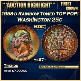1958-d Washington Quarter Rainbow Toned TOP POP! 25c ms67+ SEGS