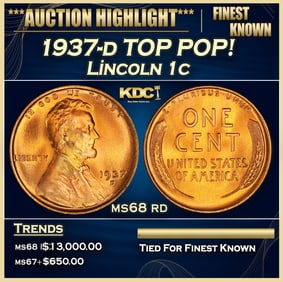 1937-d Lincoln Cent TOP POP! 1c ms68 rd SEGS