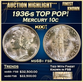 1936-s Mercury Dime TOP POP! 10c ms68+ fsb SEGS