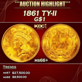 1861 Gold Dollar TY-II $1 ms66+ SEGS