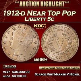 1912-d Liberty Nickel Near Top Pop 5c ms66+ SEGS