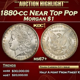 1880-cc Morgan Dollar Near Top Pop $1 ms67+ SEGS