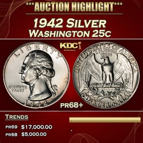 1942 Proof Washington Quarter Silver 25c pr68+ SEGS