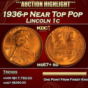 1936-p Lincoln Cent Near Top Pop 1c ms67+ rd SEGS