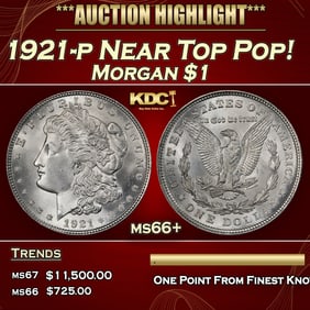 1921-p Morgan Dollar Near Top Pop! $1 ms66+ SEGS