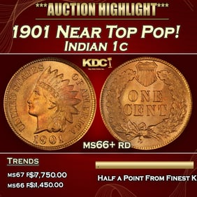 1901 Indian Cent Near Top Pop! 1c ms66+ rd SEGS