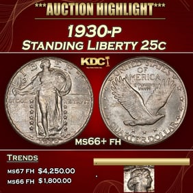 1930-p Standing Liberty Quarter 25c ms66+ fh SEGS