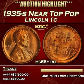 1935-s Lincoln Cent Near Top Pop 1c ms66+ rd SEGS