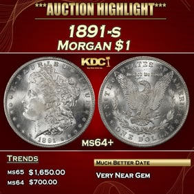 1891-s Morgan Dollar $1 ms64+ SEGS