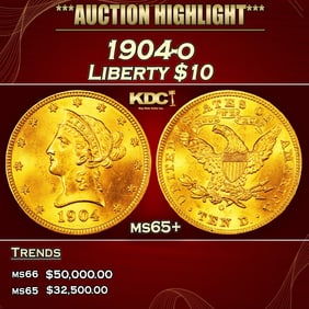 1904-o Gold Liberty Eagle $10 ms65+ SEGS