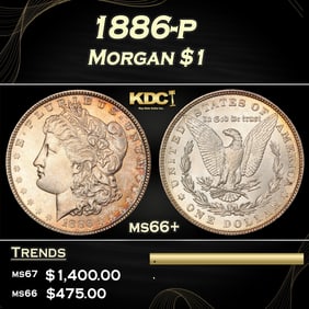1886-p Morgan Dollar $1 ms66+ SEGS